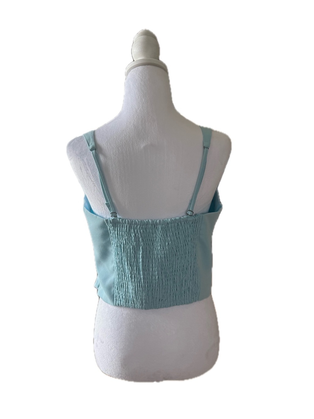 Abercrombie & Fitch Sky Blue Cropped Tank, Smocking Back With Zipper on Side - Picture 5 of 12